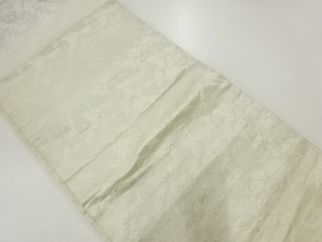 アンティーク　松竹梅に鶴亀模様織出し丸帯（材料）